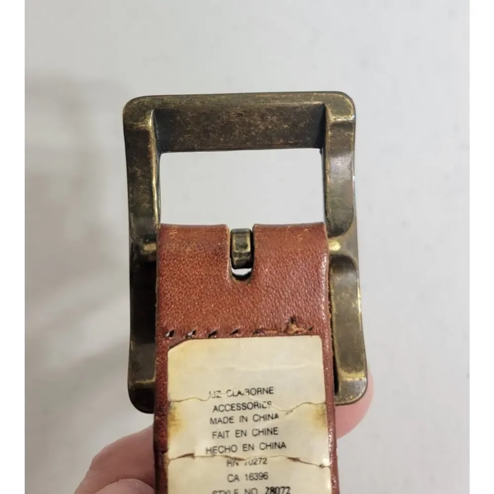 Liz Claiborne Braided Woven Belt Brown Leather Adjustable Women's‎ Size Small